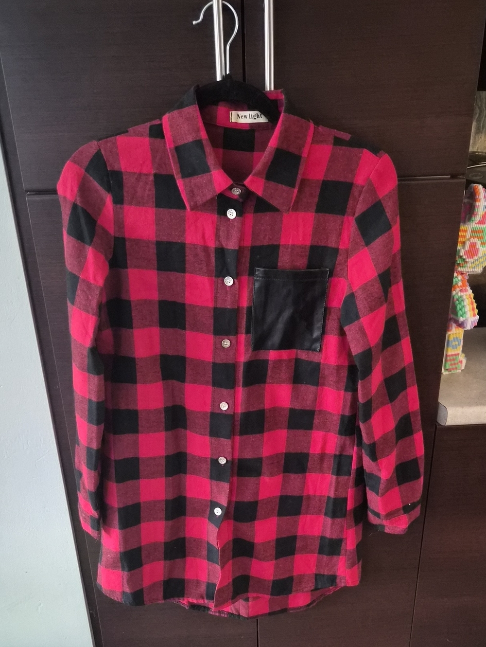 Red and Black Plaid Button-Up Shirt